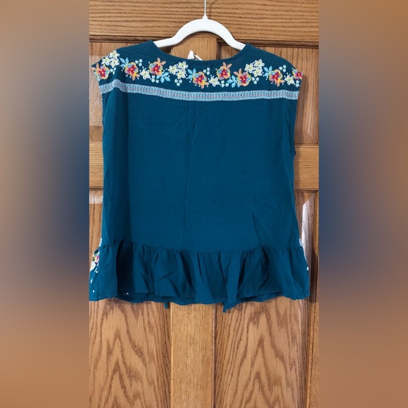 Savanna Jane Teal Floral Embroidered Blouse - Picture 5 of 5
